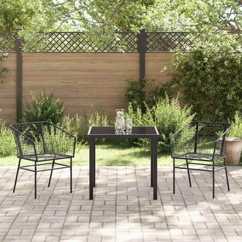 Zestaw do jadalni w ogrodzie 3 pcs Czarny polirattan