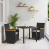 Zestaw do jadalni w ogrodzie 3 pcs Czarny polirattan