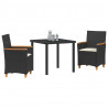 Zestaw do jadalni w ogrodzie 3 pcs Czarny polirattan
