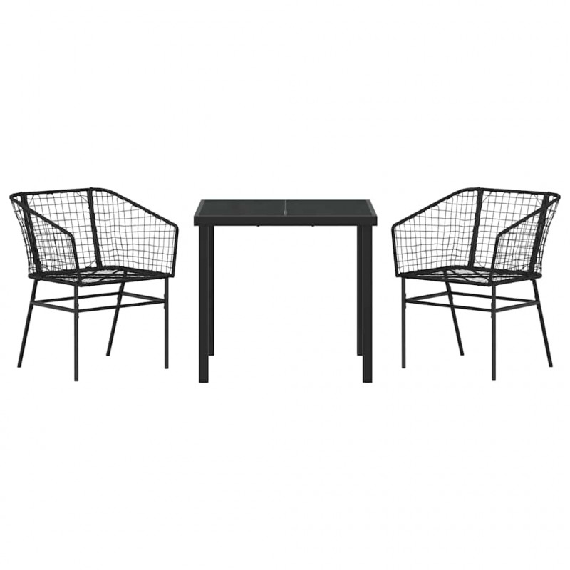 Zestaw do jadalni w ogrodzie 3 pcs Czarny polirattan
