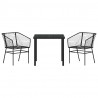 Zestaw do jadalni w ogrodzie 3 pcs Czarny polirattan