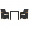 Zestaw do jadalni w ogrodzie 3 pcs Czarny polirattan