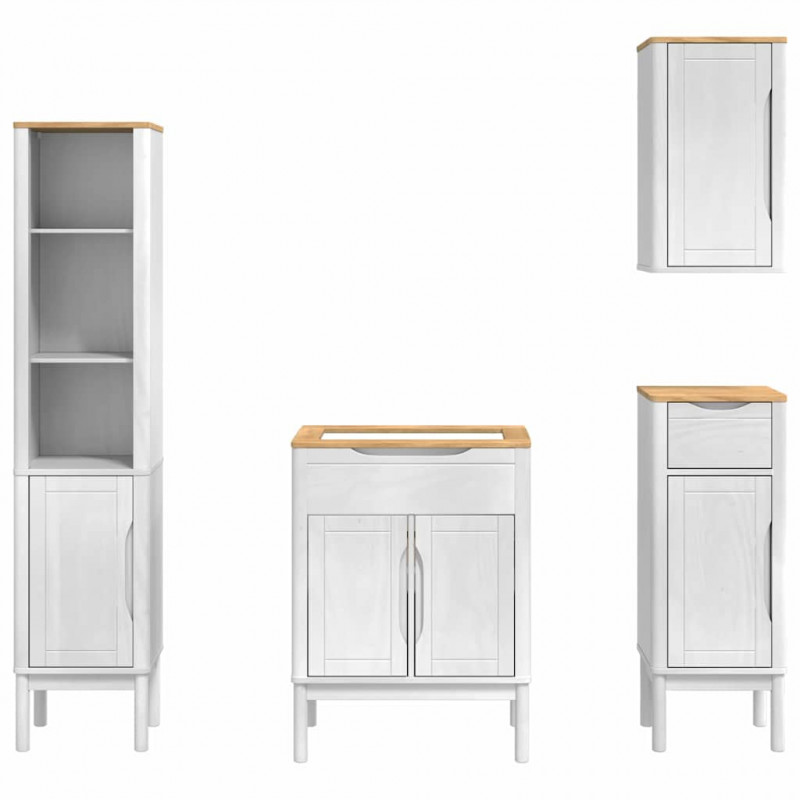 Zestaw mebli łazienkowych FLORO 4 pcs Biały Lite drewno sosnowe
