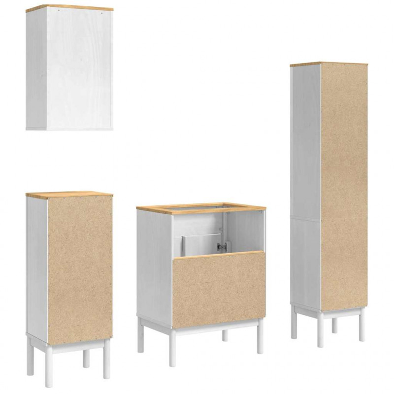 Zestaw mebli łazienkowych FLORO 4 pcs Biały Lite drewno sosnowe