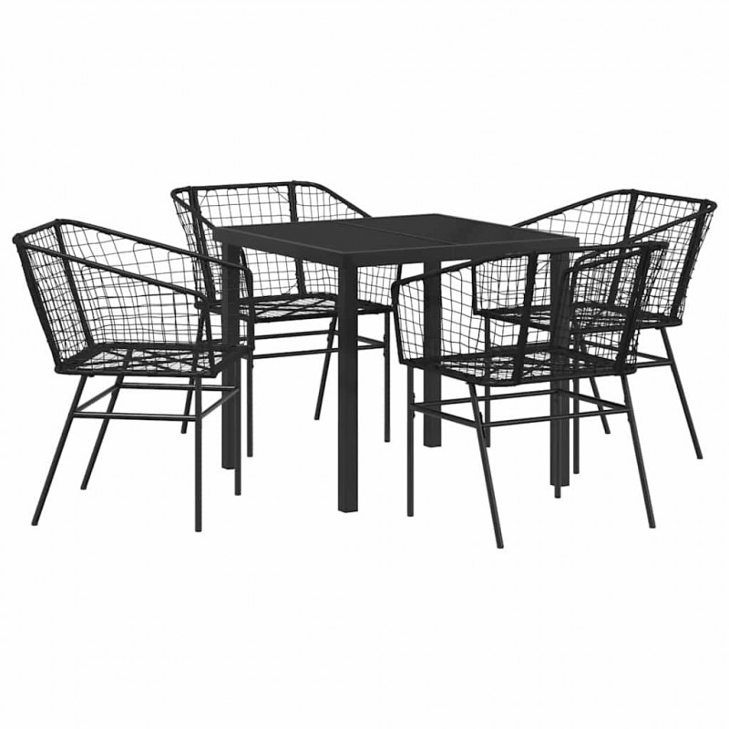 Zestaw do jadalni w ogrodzie 5 pcs Czarny polirattan