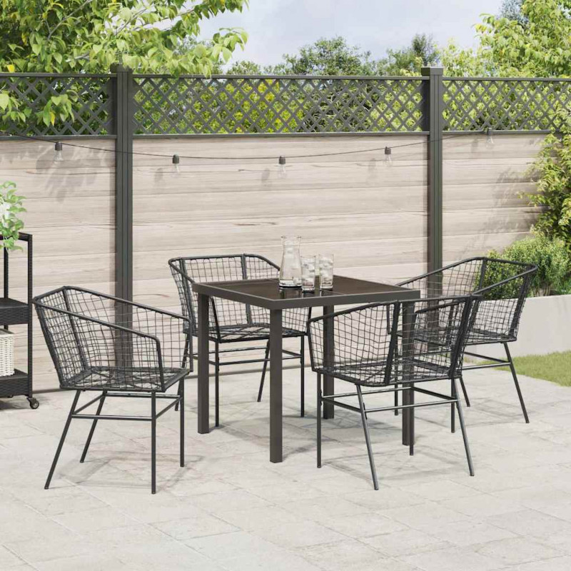 Zestaw do jadalni w ogrodzie 5 pcs Czarny polirattan