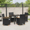 Zestaw do jadalni w ogrodzie 5 pcs Czarny polirattan