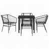Zestaw do jadalni w ogrodzie 5 pcs Czarny polirattan