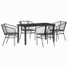 Zestaw do jadalni w ogrodzie 5 pcs Czarny polirattan