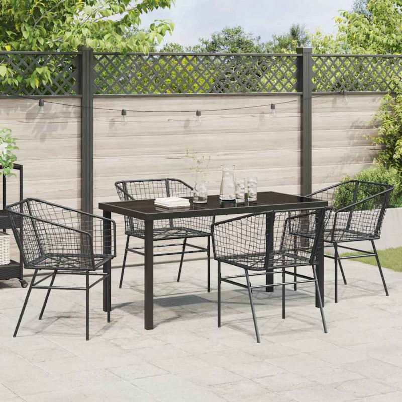 Zestaw do jadalni w ogrodzie 5 pcs Czarny polirattan