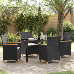 Zestaw do jadalni w ogrodzie 5 pcs Czarny polirattan