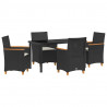 Zestaw do jadalni w ogrodzie 5 pcs Czarny polirattan