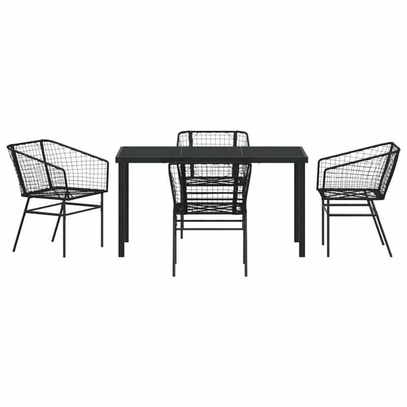 Zestaw do jadalni w ogrodzie 5 pcs Czarny polirattan
