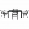 Zestaw do jadalni w ogrodzie 5 pcs Czarny polirattan