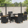 Zestaw do jadalni w ogrodzie 5 pcs Czarny polirattan