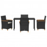 Zestaw do jadalni w ogrodzie 5 pcs Czarny polirattan
