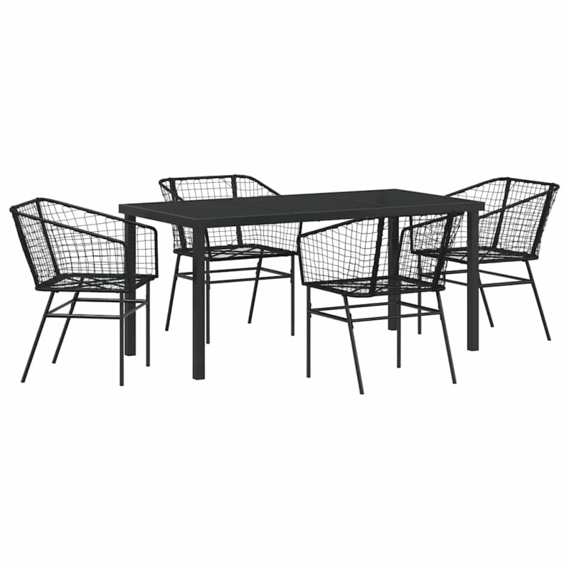 Zestaw do jadalni w ogrodzie 5 pcs Czarny polirattan