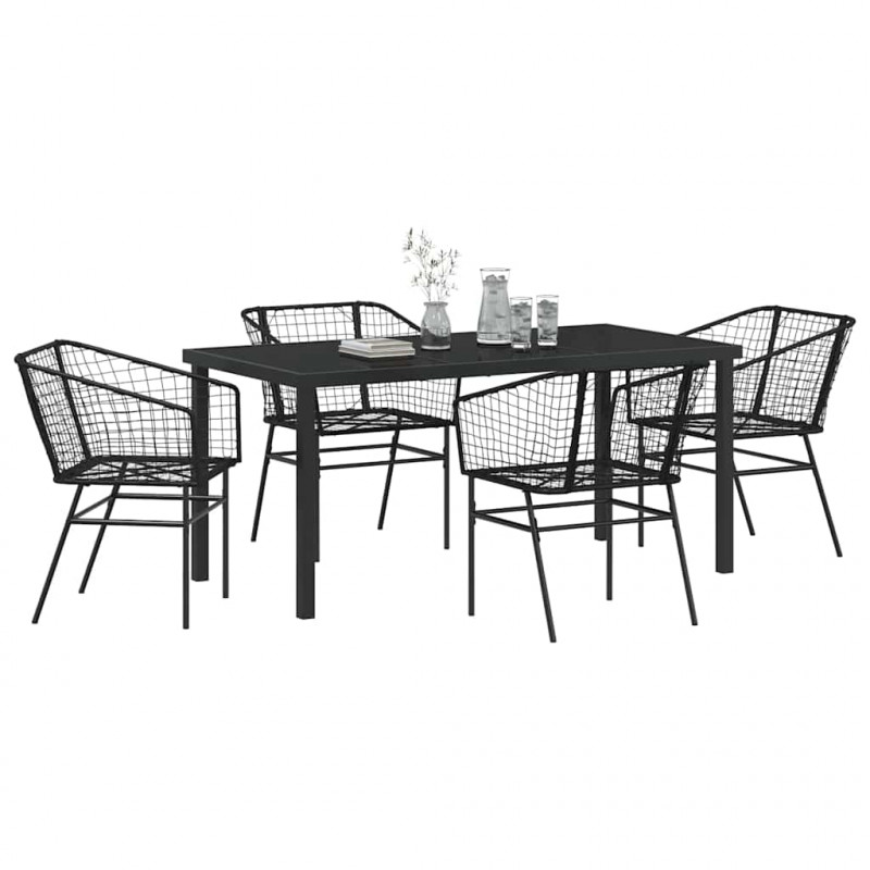 Zestaw do jadalni w ogrodzie 5 pcs Czarny polirattan