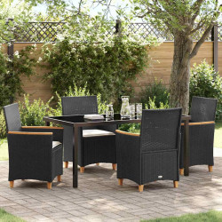 Zestaw do jadalni w ogrodzie 5 pcs Czarny polirattan