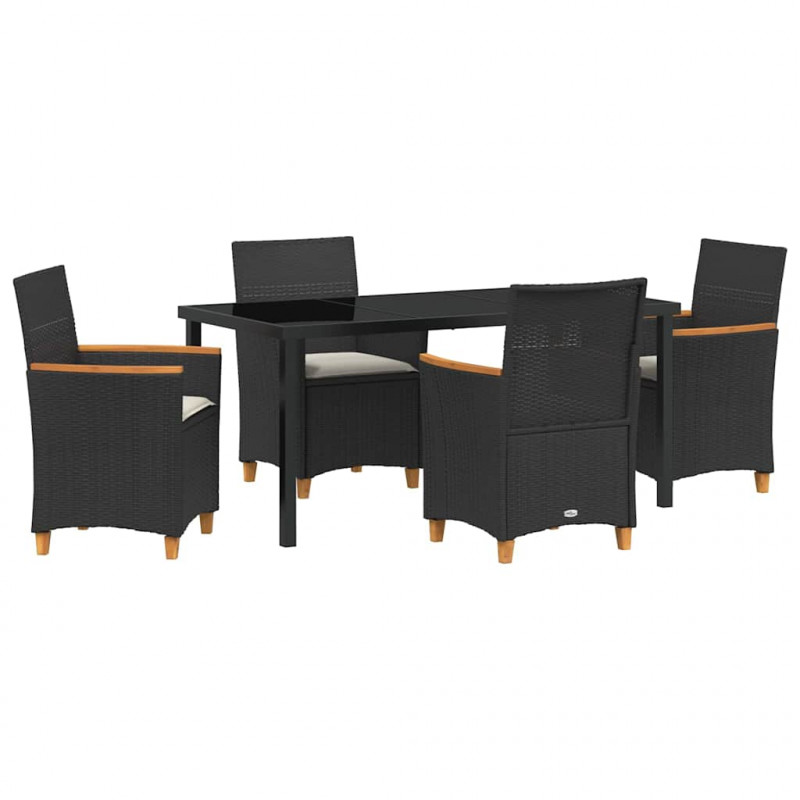 Zestaw do jadalni w ogrodzie 5 pcs Czarny polirattan