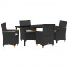 Zestaw do jadalni w ogrodzie 5 pcs Czarny polirattan