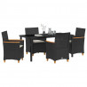 Zestaw do jadalni w ogrodzie 5 pcs Czarny polirattan