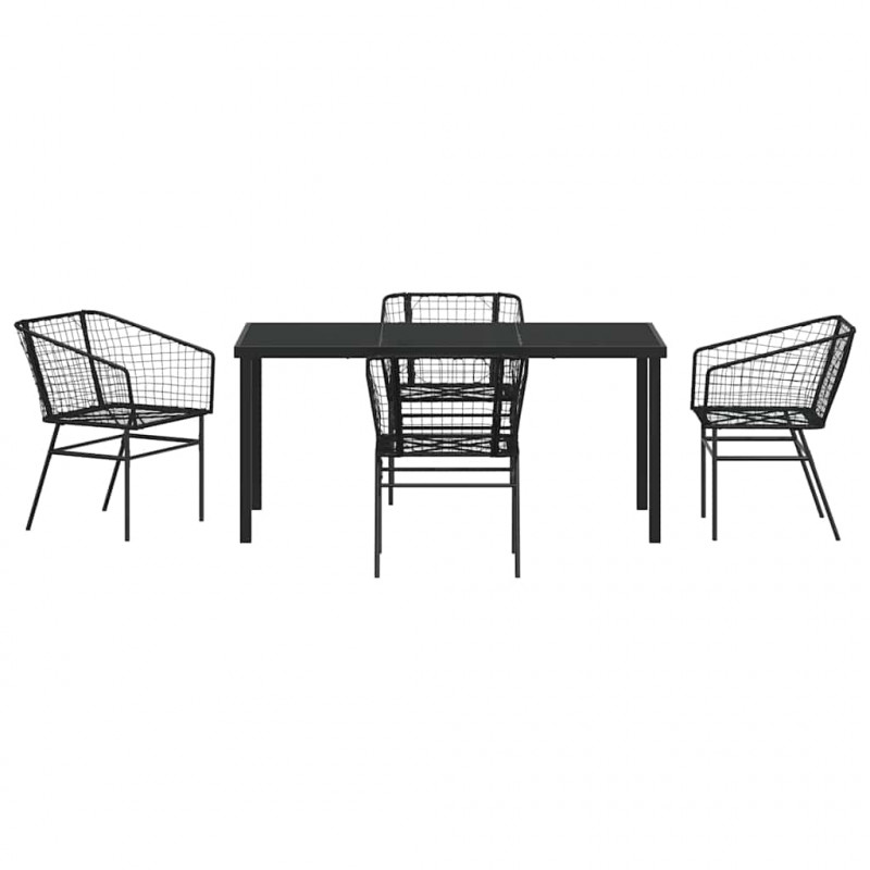 Zestaw do jadalni w ogrodzie 5 pcs Czarny polirattan