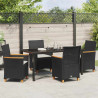 Zestaw do jadalni w ogrodzie 5 pcs Czarny polirattan