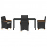 Zestaw do jadalni w ogrodzie 5 pcs Czarny polirattan