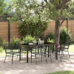Zestaw do jadalni w ogrodzie 7 pcs Czarny polirattan