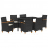 Zestaw do jadalni w ogrodzie 7 pcs Czarny polirattan