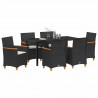 Zestaw do jadalni w ogrodzie 7 pcs Czarny polirattan