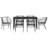 Zestaw do jadalni w ogrodzie 7 pcs Czarny polirattan