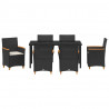 Zestaw do jadalni w ogrodzie 7 pcs Czarny polirattan