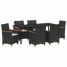 Zestaw do jadalni w ogrodzie 7 pcs Czarny polirattan