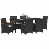 Zestaw do jadalni w ogrodzie 7 pcs Czarny polirattan