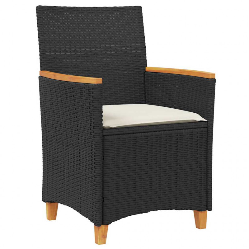 Zestaw do jadalni w ogrodzie 7 pcs Czarny polirattan