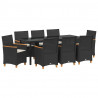 Zestaw do jadalni w ogrodzie 9 pcs Czarny polirattan