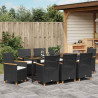 Zestaw do jadalni w ogrodzie 9 pcs Czarny polirattan
