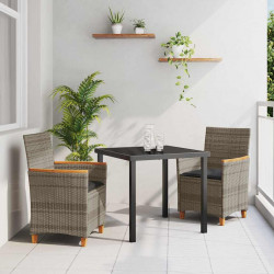 Zestaw do jadalni w ogrodzie 3 pcs Szary polirattan