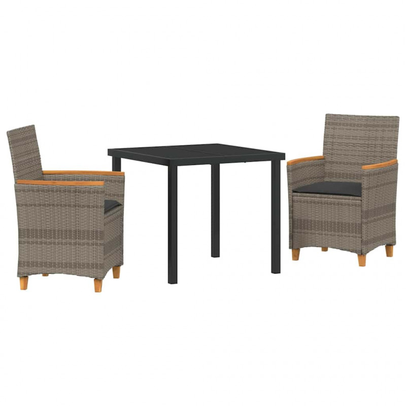 Zestaw do jadalni w ogrodzie 3 pcs Szary polirattan