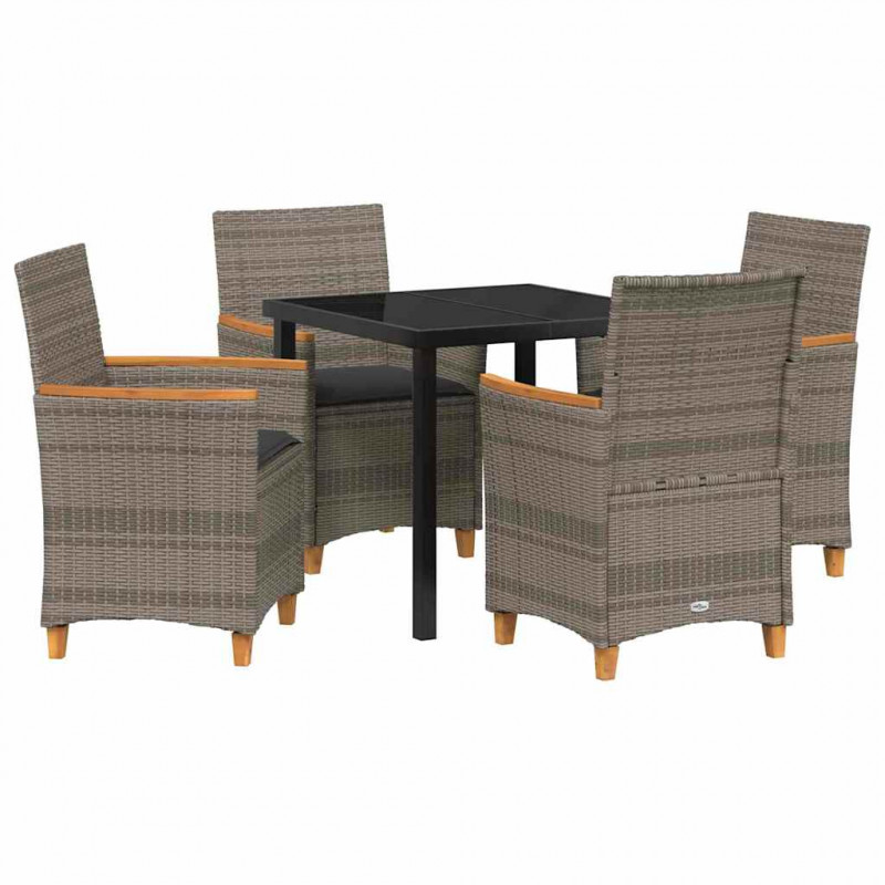 Zestaw do jadalni w ogrodzie 5 pcs Szary polirattan