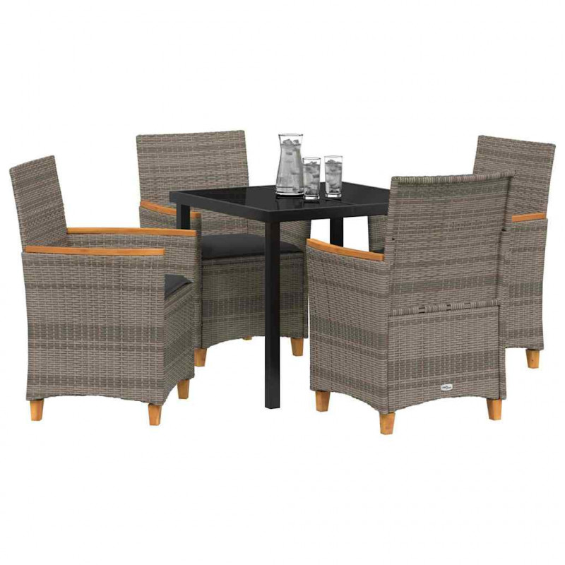 Zestaw do jadalni w ogrodzie 5 pcs Szary polirattan
