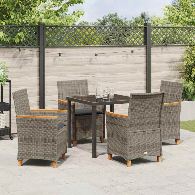Zestaw do jadalni w ogrodzie 5 pcs Szary polirattan