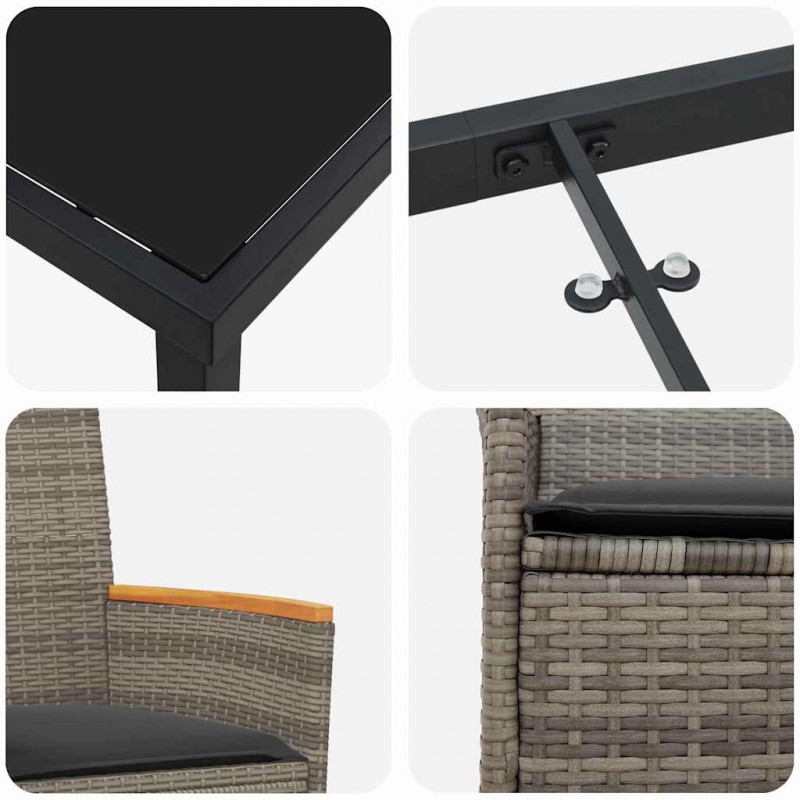 Zestaw do jadalni w ogrodzie 5 pcs Szary polirattan