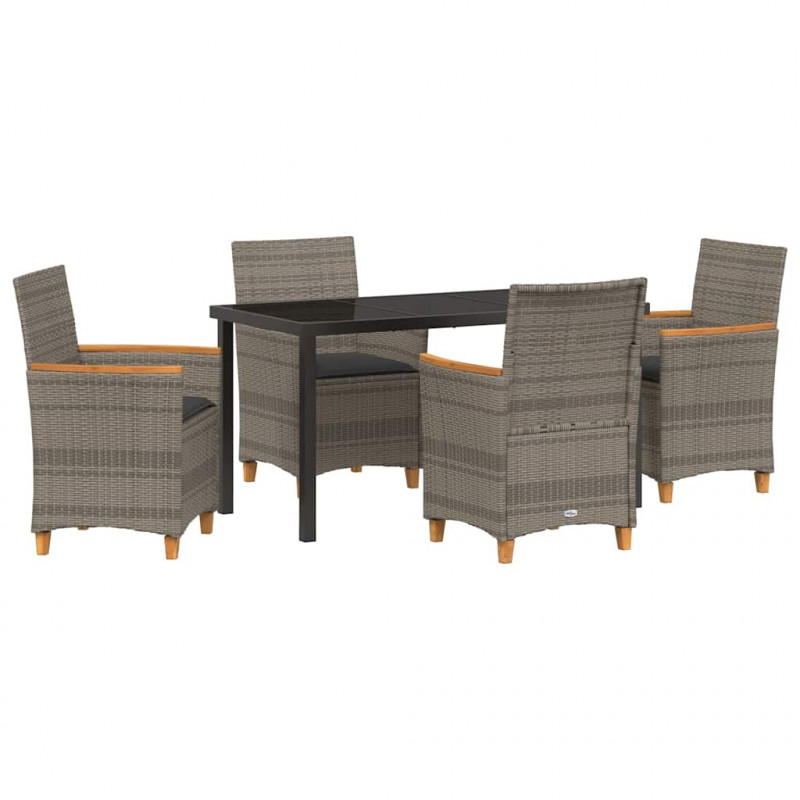 Zestaw do jadalni w ogrodzie 5 pcs Szary polirattan