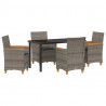 Zestaw do jadalni w ogrodzie 5 pcs Szary polirattan