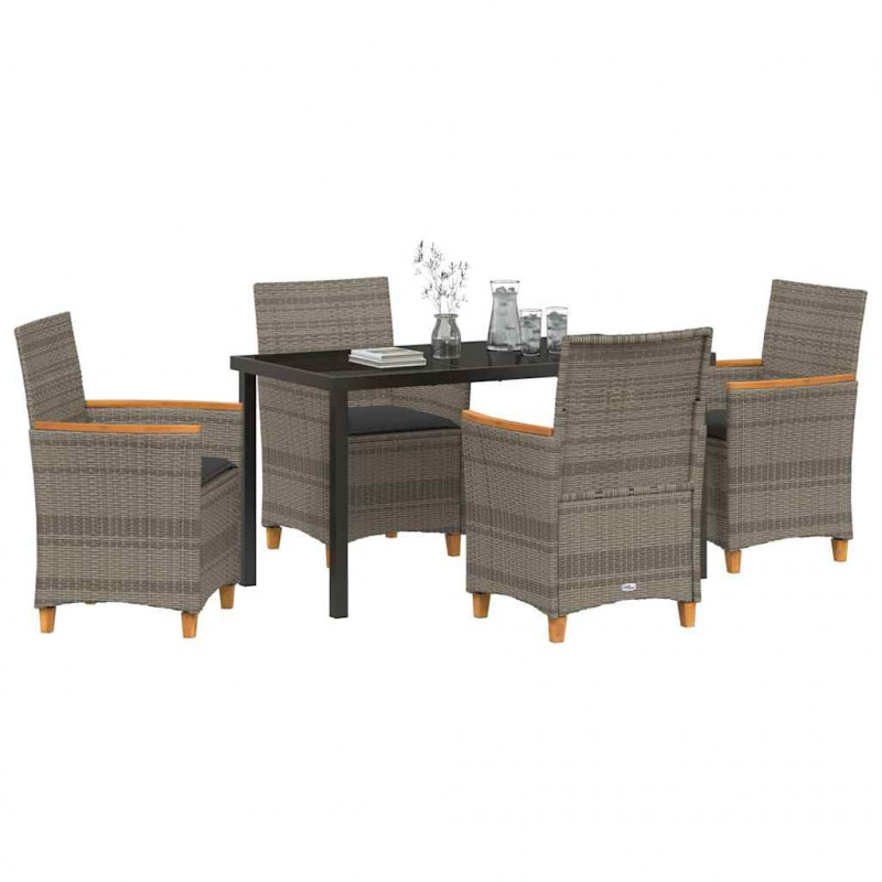 Zestaw do jadalni w ogrodzie 5 pcs Szary polirattan
