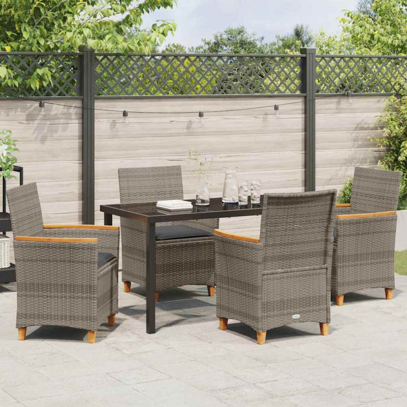 Zestaw do jadalni w ogrodzie 5 pcs Szary polirattan
