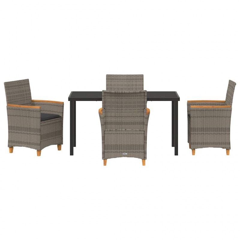 Zestaw do jadalni w ogrodzie 5 pcs Szary polirattan